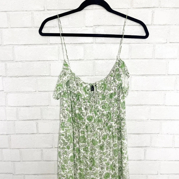 J. Crew Green & White Tiered Maxi Dress in Tossed Floral Print Women's Medium - Picture 4 of 9